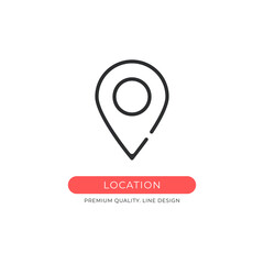 Poster - Location icon. Map pin, marker, pointer, navigation concepts. Premium quality graphic design element. Modern sign, linear pictogram, outline symbol, simple vector thin line icon