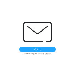 Poster - Mail icon. Electronic mail, envelope, send email, letter, e-mail concepts. Premium quality graphic design element. Modern sign, linear pictogram, outline symbol, simple vector thin line icon