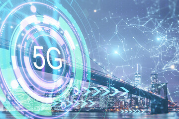 Aufkleber - Creative glowing 5G internet sign hologram