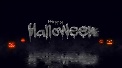 Wall Mural - happy halloween metallic disintegration 4k loop features a metallic happy halloween text coming out 