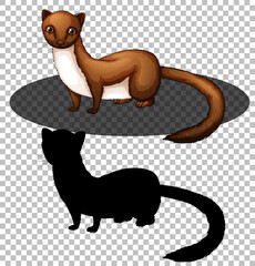 Sticker - Weasel cartoon character with its silhouette