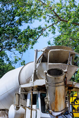 Canvas Print - Cement truck mixer pouring cement