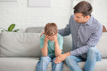 Poster - Father trying to make peace with son after quarrel at home