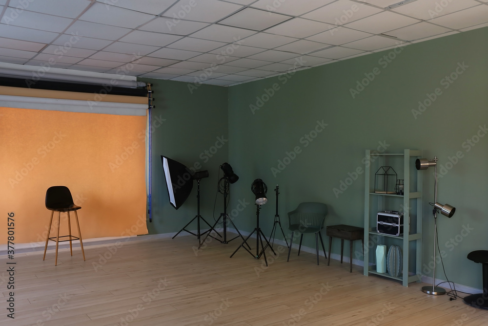 Interior of modern photo studio