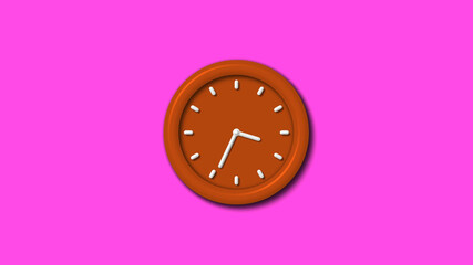 Best 12 hours counting down 3d wall clock on pink background