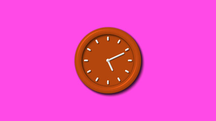 Best 12 hours counting down 3d wall clock on pink background