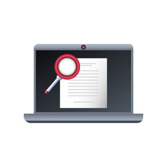 Poster - laptop with search symbol on white background