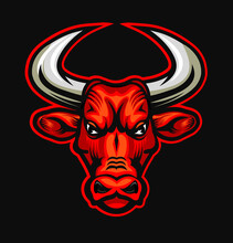 Illustration Of Angry Red Bull Face