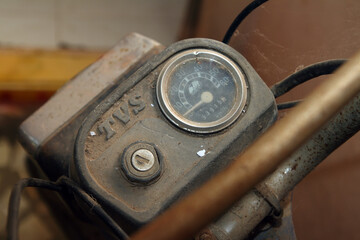 Rustic Speedometer Dial On Vintage motorcycle