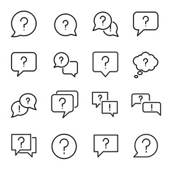 Poster - Stroke line icons set of question.