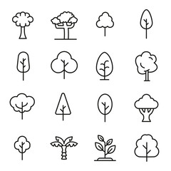 Canvas Print - Modern thin line icons set of tree.