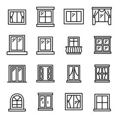 Poster - Big set of window line icons.