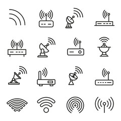 Wall Mural - Modern thin line icons set of wireless.