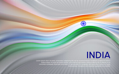 Poster - India flag background. Blurred pattern of light lines in the colors of the indian flag, business booklet. State banner, Indian poster, patriotic cover, flyer. Vector tricolor design