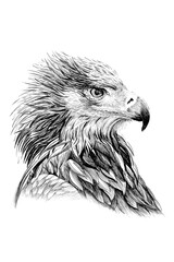 Wall Mural - Hand drawn hawk portrait, sketch graphics monochrome illustration