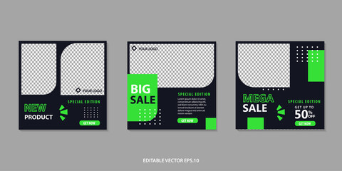 Wall Mural - Modern Social Media banner template can be edited. Anyone can use this design easily. Promotional web banners for social media. Elegant sale and discount promo - Vector. 