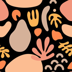Wall Mural - Seamless pattern with abstract shapes. Hand drawn vector illustration. Modern texture for print, textile, packaging.