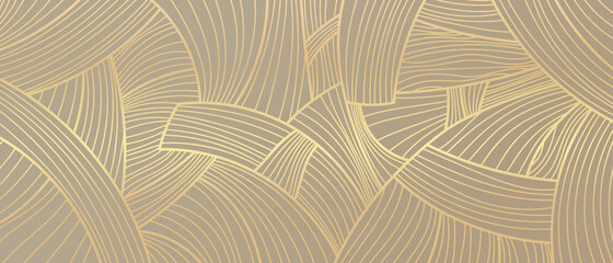 Luxury Gold line art wallpaper. Wall art background design for home decor, wallpaper, print, cover, website, packaging design. vector illustration.