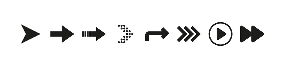 Fototapete - Arrows icon set in flat style on white background. Thin line. Web design. Vector illustration.
