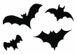 Set of bats. Illustrations for the holiday of Halloween. Black silhouette on the white background.