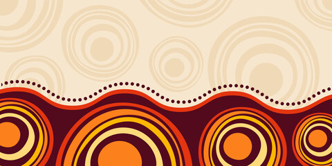 Wall Mural - abstract striped background, poster, banner. composition of smooth dynamic waves, circles. aborigina