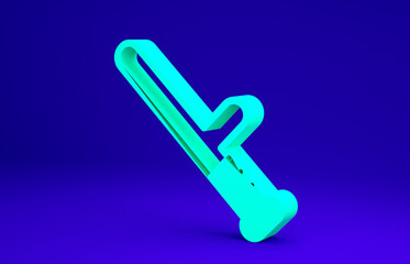 Sticker - Green Police rubber baton icon isolated on blue background. Rubber truncheon. Police Bat. Police equipment. Minimalism concept. 3d illustration 3D render.