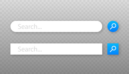Poster - Set Search bar vector element design, set of search boxes ui template isolated on blue background. Vector illustration.