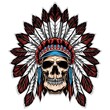 © InksyndromeArtwork - skull with indian headdress vector