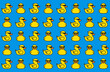 Rubber yellow duck in sunglasses. Seamless Pattern