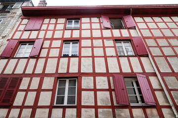 Wall Mural - house half-timbering in town in bayonne basque region of the south of France