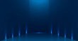 © TripleP Studio - Blue empty room studio used for background and display of content design. banner for advertise product on website. Illustration design.