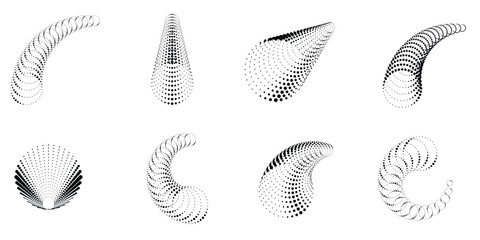 Wall Mural - Halftone dots in tunnel form. round logo . vector dotted frame pipe . tube design element
