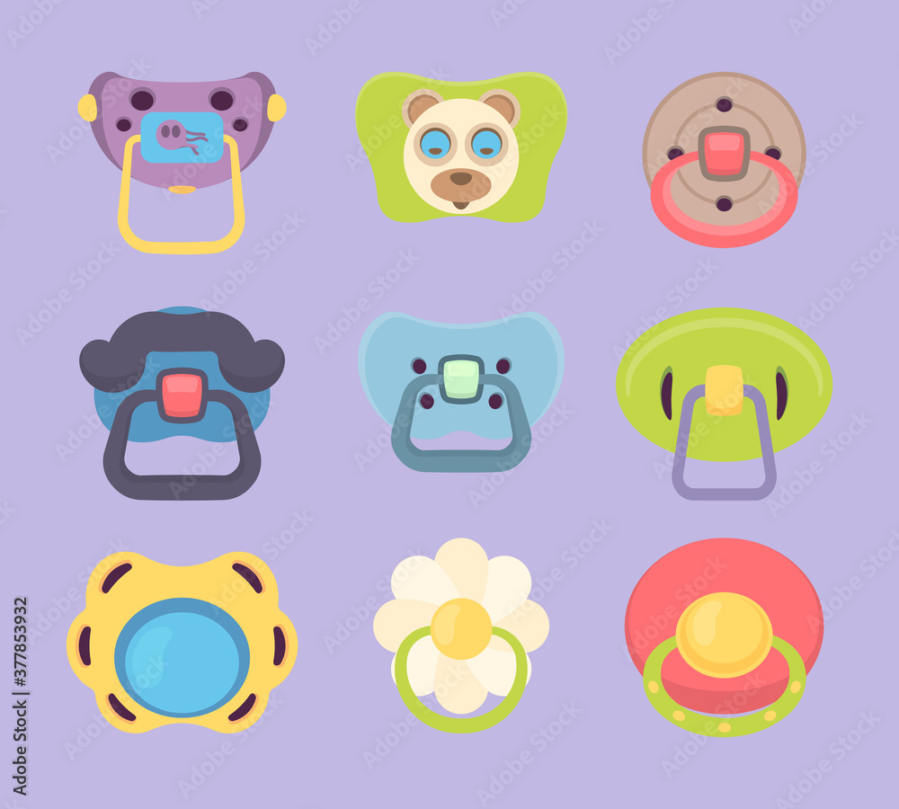 Baby pacifier. Funny colored rubber silicone pacifiers for children ...