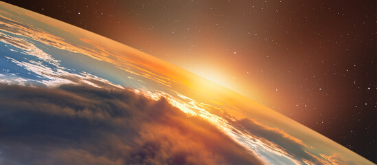 planet earth with a spectacular sunset 