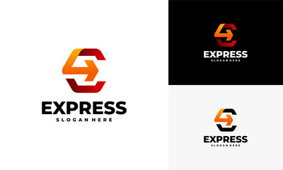 Wall Mural - fast forward express logo designs vector, modern e initial express logo template