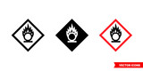 Fototapeta Desenie - Oxidizing hazard icon of 3 types color, black and white, outline. Isolated vector sign symbol.