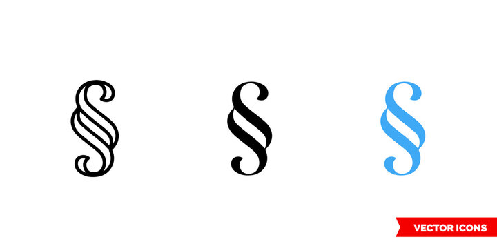 Section symbol icon of 3 types color, black and white, outline. Isolated vector sign symbol.