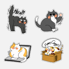 Adorable Cute Cat Kitten Doodle Illustration Sticker 2