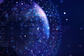 Aufkleber - Abstract graphic world map illustration on blue background, big data and networking concept. 3D Rendering