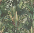 Leinwandbild Motiv Tropical leaves hand-drawn by watercolor. Seamless tropical pattern. Stock illustration