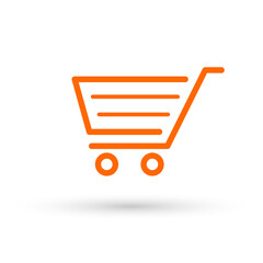 Fototapete - Cart icon. Buy in online shop. Basket for grocery. Symbol of store. Button of trolley for add purchase in supermarket. Sign for internet market and retail in line style. Commercial bag. Vector