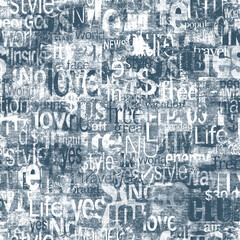 Wall Mural - Abstract grunge urban geometric chaotic seamless pattern with words, letters