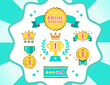 © こみやこ - simple no.1 icons set of cosmetic and beauty ranking / mint and pink
