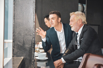 Businessman talking on sky loft meeting room office