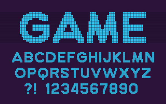 Pixel retro font Video computer game design