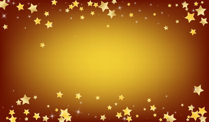 Wall Mural - Yellow Twinkle Stars Vector Brown Background. 