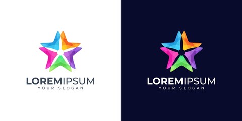 Wall Mural - Colorful star and flower logo design illustration