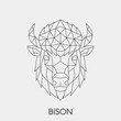 Geometric linear head bison. Abstract polygonal animal. Vector illustration.	
