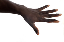 Back Of The Hand Of A African Man On White Background