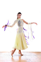 Wall Mural - Dancer in ballroom against white background